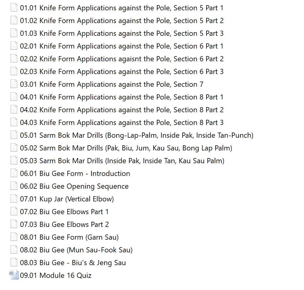 Colin ward wing chun on line module 15 to 18 2