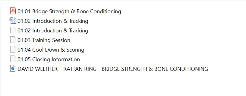 David welther – rattan ring bridge strength & bone conditioning 2