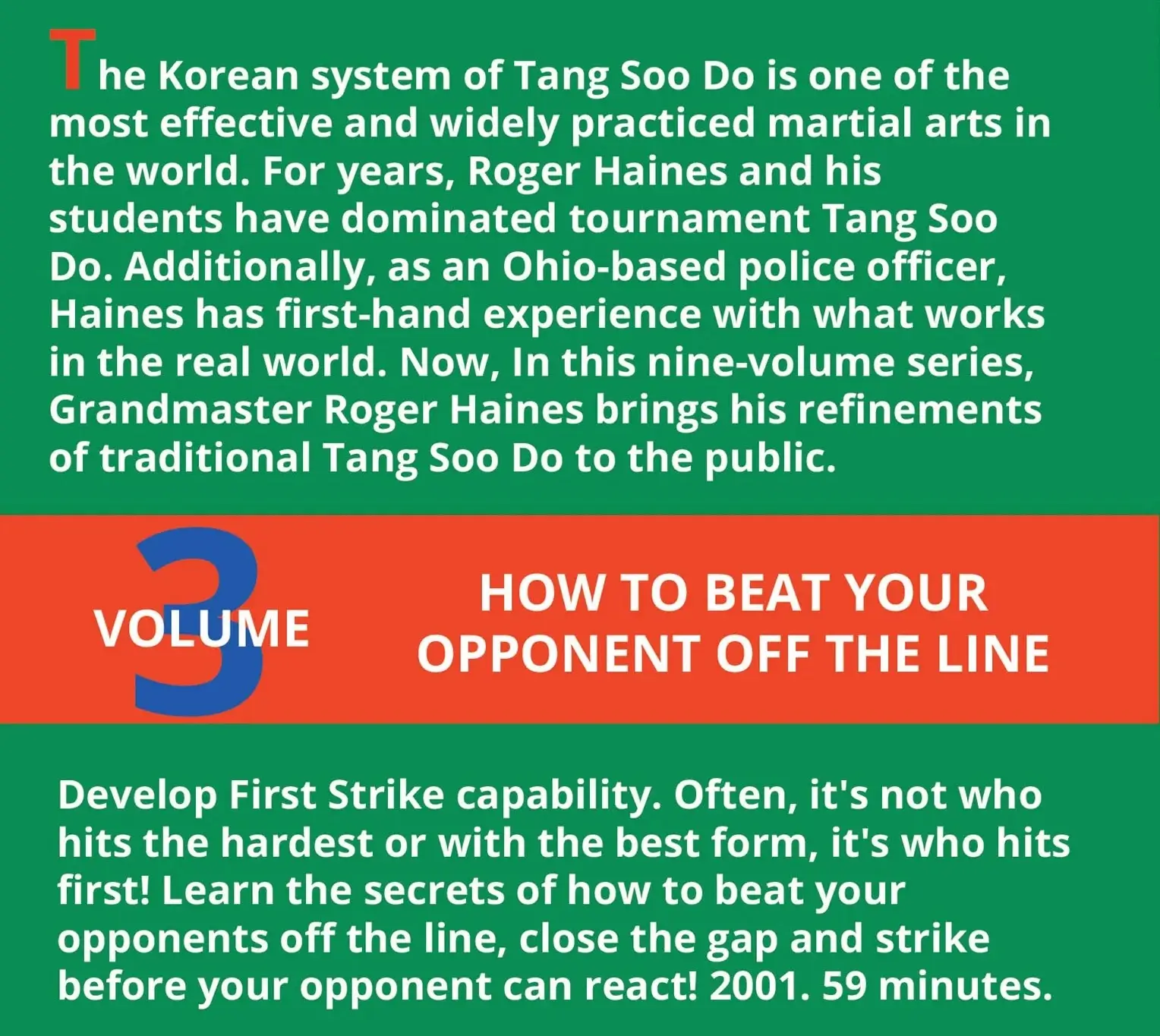 Roger haines tang soo do and beyond vol.03 beat your opponent off the line mp4