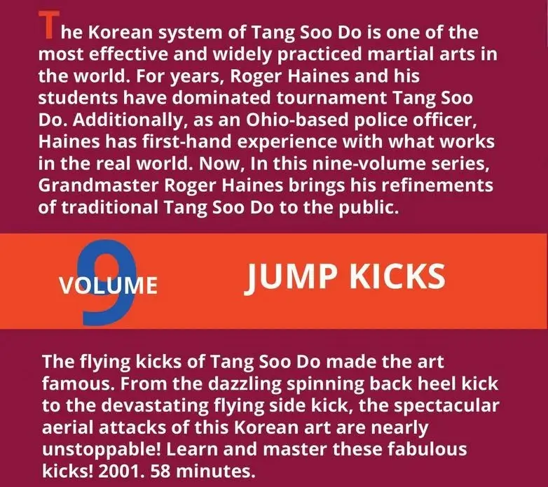 Roger haines – tang soo do and beyond vol.09 – jump kicks dvd