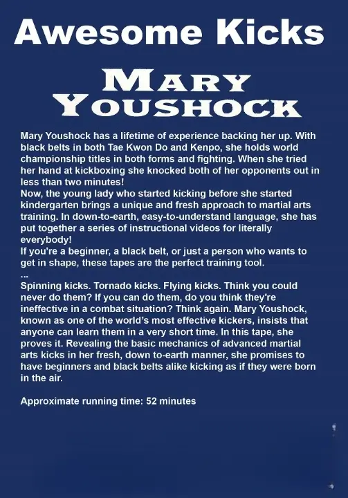 Mary youshock – awesome series vol.02 – advanced kicking secrets vhs
