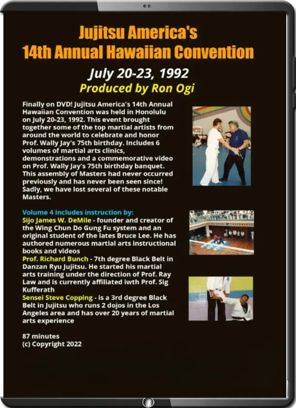 Jujitsu america hawaiian convention #4 dvd james demile richard bunch s. copping cover