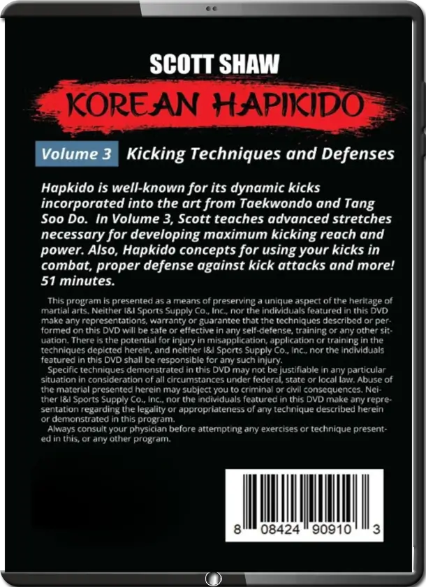 SCOTT SHAW KOREAN HAPKIDO 3 KICKING TECHNIQUES & DEFENSES COVER